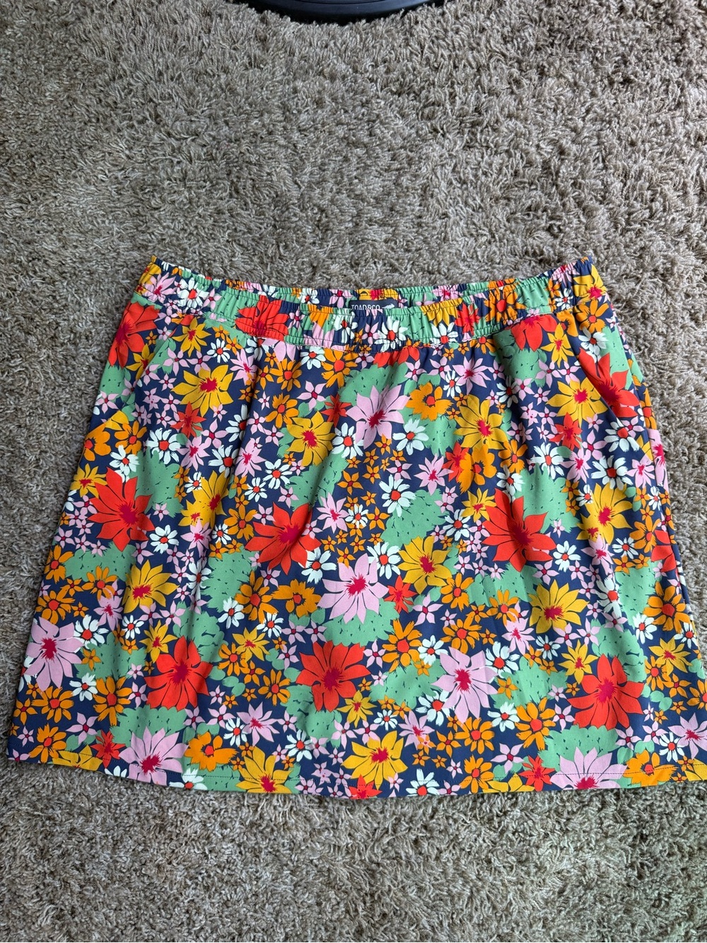 Toad&Co Floral Mini Skirt with Red and Pink Blooms